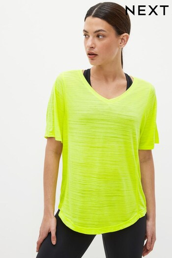 Fluro Yellow Atelier-lumieresShops Active Sports Short Sleeve V-Neck Top (C25396) | £17