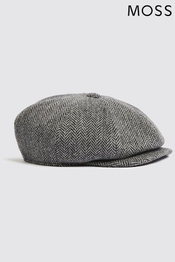 MOSS Harris Tweed Herringbone Baker Boy Cap Low (C25511) | £40