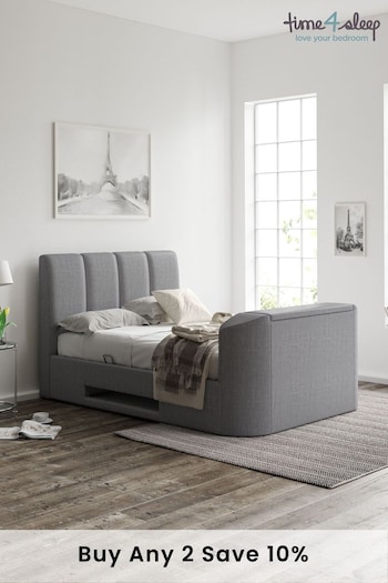 time4sleep Grey Copenhagen Upholstered TV Bed (C25528) | £1,320 - £1,540