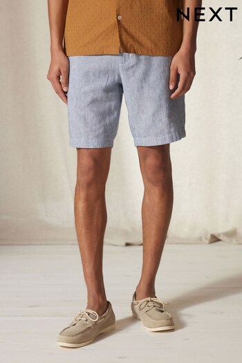 Light Blue Linen Blend Chino Shorts (C25619) | £24