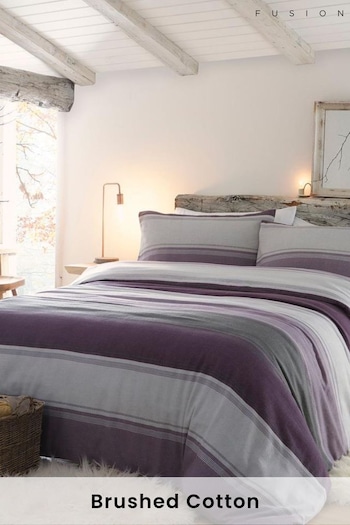 Fusion Purple Betley Brushed Duvet Cover and Pillowcase Set (C25683) | £22 - £45
