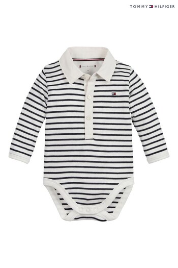 Tommy Gradient Hilfiger Baby White Ribbed Bodysuit (C25818) | £33