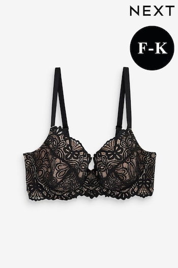 Black Ultimate Support F-K Cup Non Pad Wired Lace Bra (C26136) | £30