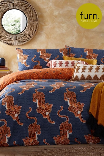 furn. Blue Tibetan Tiger Duvet Cover and Pillowcase Set (C26225) | £16 - £26