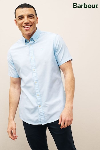 Barbour® Sky Blue Oxtown Classic Short Sleeve Oxford Cotton Shirt (C26637) | £60