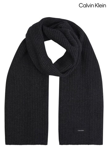 Calvin Klein Black Daddy Wool Knit Scarf (C26654) | £70
