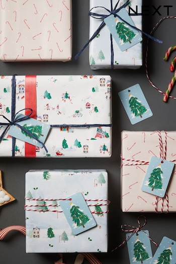 Set of 3 Christmas Scene Christmas Wrapping Paper and Accessories (C26718) | £7