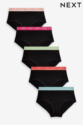 Black With Bright Elastic Hipster Briefs 5 Pack (2-16yrs) (C26824) | £9.75 - £13.75