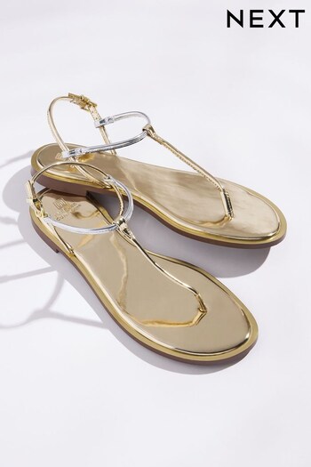 Silver Forever Comfort® Mirrored Toe Post Sandals (C26863) | £28