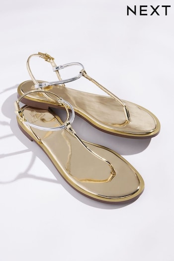 Silver Forever Comfort® Mirrored Toe Post Sandals (C26863) | £28