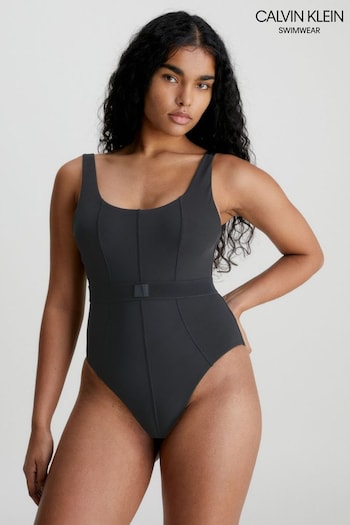 Calvin Klein Monogram Rib One Piece Black Swimsuit (C26883) | £120
