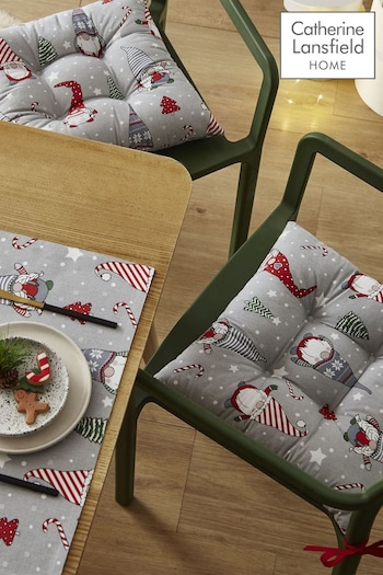Catherine Lansfield Set of 2 Red Christmas Gnomes Cotton Seat Pads (C26901) | £22