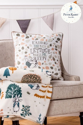 Peter Rabbit™ Natural Beige Scandi Woods Slogan Printed Cushion (C26902) | £17