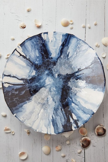 Anton Studio Designs Blue/Grey 40cm Blue Abstract Bowl (C26972) | £49