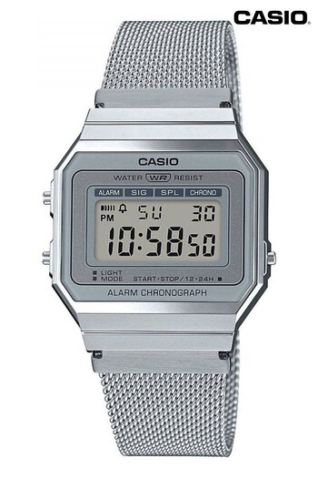 Casio 'Collection' Silver and LCD Stainless Steel Quartz Chronograph Watch (C27036) | £45