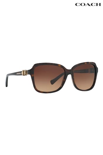 COACH Brown Logo Arm Detail Sunglasses (C27057) | £132