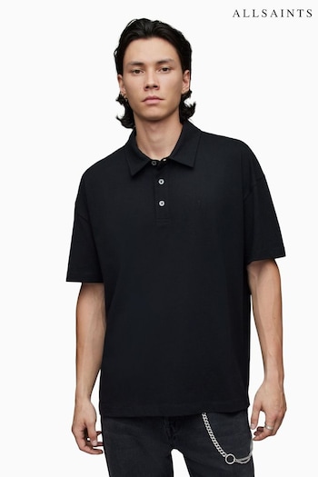 AllSaints Lex Black Polo Shirt (C27070) | £65