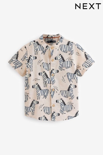 Neutral Zebra Printed Short Sleeve Shirt (3mths-7yrs) (C27227) | £12 - £14