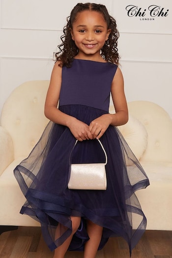 Chi Chi London Blue Younger Girls Tulle Layered Midi Dress (C27271) | £54