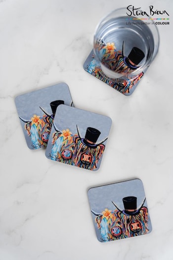 Steven Brown Art Set of 4 Grey McHappily Ever After Coasters (C27308) | £20