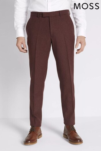 MOSS Red Slim Fit Fig Donegal Trousers (C27317) | £90