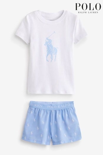 Polo Ralph Lauren Blue And White Pony Player Pyjama Set (C27380) | £35