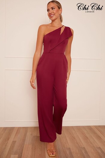 Chi Chi London Red Cut Out One Shoulder Jumpsuit (C27501) | £85