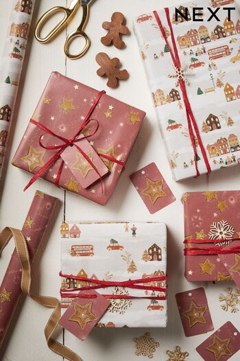 Set of 2 Gingerbread Christmas Wrapping Paper and Accessories (C27536) | £6
