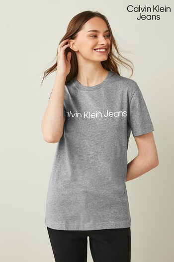 Calvin blokami Klein Jeans Slim Grey Institutional Logo T-Shirt (C27539) | £35