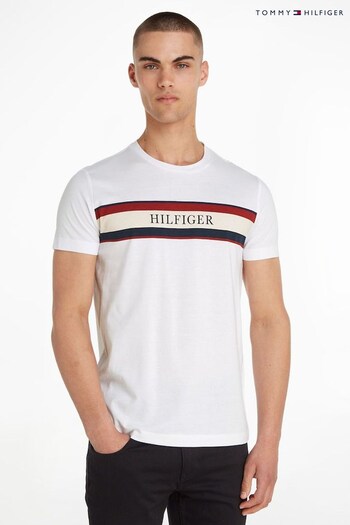 Tommy Hilfiger White Stripe T-Shirt (C27627) | £45