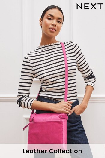 Pink Leather Pocket Messenger Bag (C27975) | £38