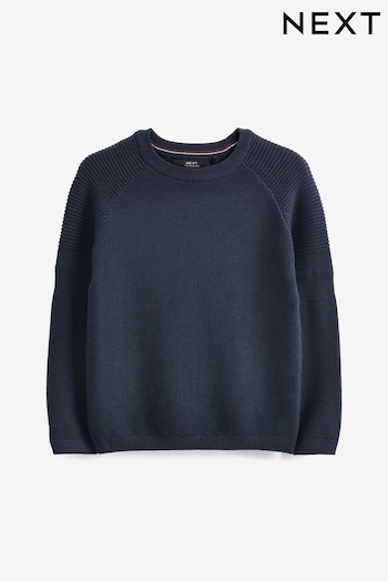 Navy Without Stag Textured Crew Jumper (3-16yrs) (C27997) | £12 - £17