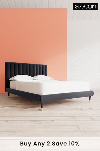 Swoon Easy Velvet Black Porlock Bed (C28013) | £909 - £1,019