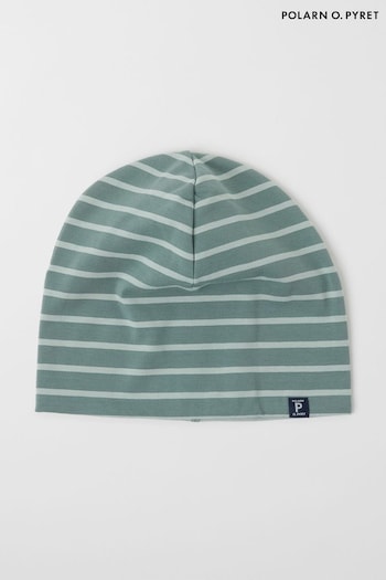 Polarn O Pyret Green Organic Cotton Fleece Lined Beanie Hat (C28132) | £18
