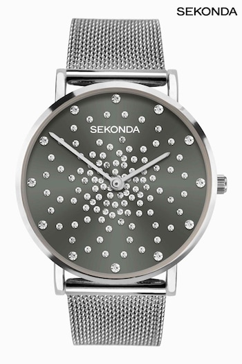 Sekonda Ladies Grey Stainless Steel Mesh Bracelet Watch (C28243) | £59.99