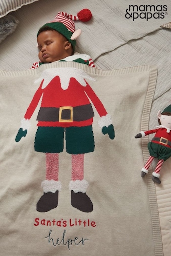 Mamas & Papas Brown My First Christmas Small Knitted Elf Blanket (C28308) | £32