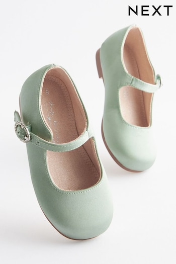 Sage Green Standard Fit (F) Bridesmaid Collection Mary Jane Occasion Shoes (C28313) | £21 - £23