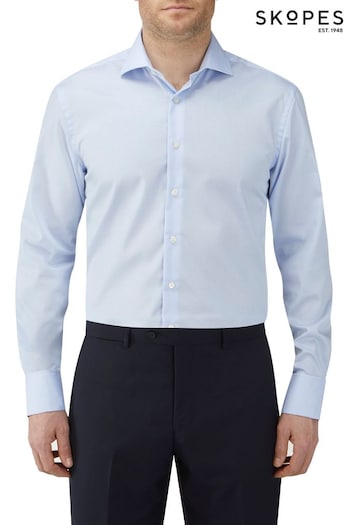 Skopes Tailored Fit Blue Dobby Cotton Formal Shirt (C28692) | £35