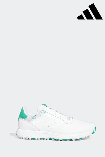 adidas Golf White/Green Leather Trainers (C28710) | £90