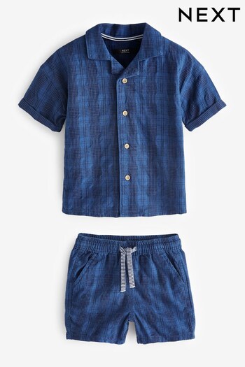 Blue Check Shirt and Shorts Set (3mths-12yrs) (C28769) | £17 - £21