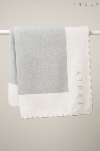 Truly Grey/Cream Recycled Cotton Blanket (C28800) | £100