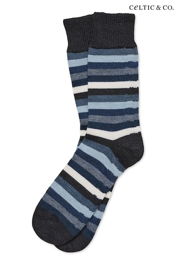 Celtic & Co. Mens Grey Merino Cotton Stripe Socks (C28916) | £28