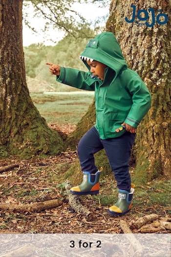 JoJo Maman Bébé Green Boys' Dinosaur Waterproof Jacket (C29073) | £42