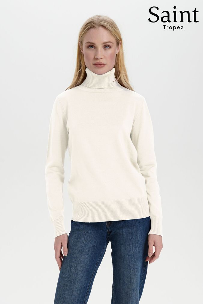 White roll discount neck crop jumper