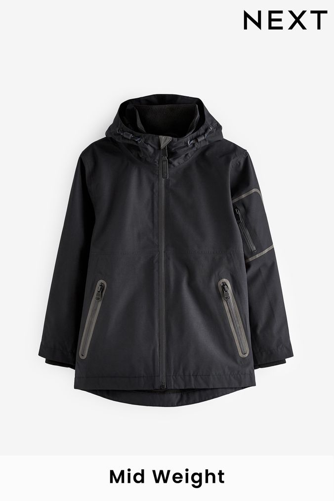 Black Waterproof Fleece Lined Coat (3-17yrs) (C29133) | £38 - £51