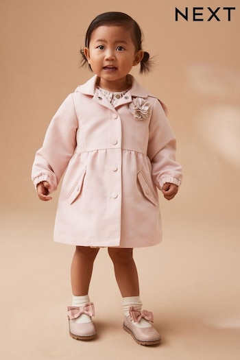 Pink Shower Resitant Corsage Trench Coat (3mths-7yrs) (C29136) | £22 - £26