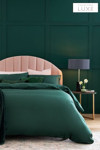 Bottle Green Collection Luxe 400 Thread Count 100% Egyptian Cotton Sateen Duvet Cover And Pillowcase Set (C29245) | £50 - £82