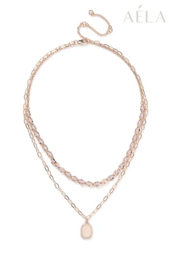 Aela Rose Pink Pearl And Stone Necklace (C29308) | £16.50