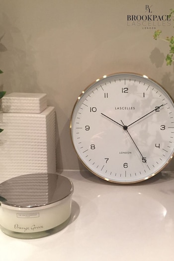 Brookpace Lascelles White Gold Metal Cased Wall Clock with White Dial (C29490) | £35