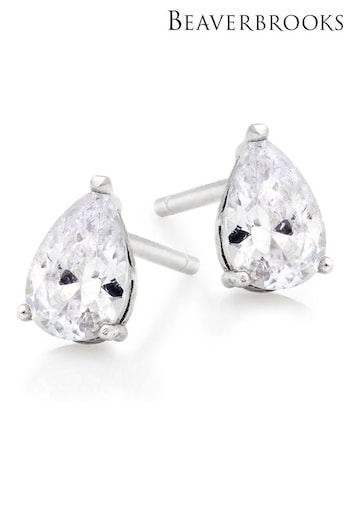 Beaverbrooks Sterling Silver Cubic Zirconia Pear Stud Earrings (C29510) | £25